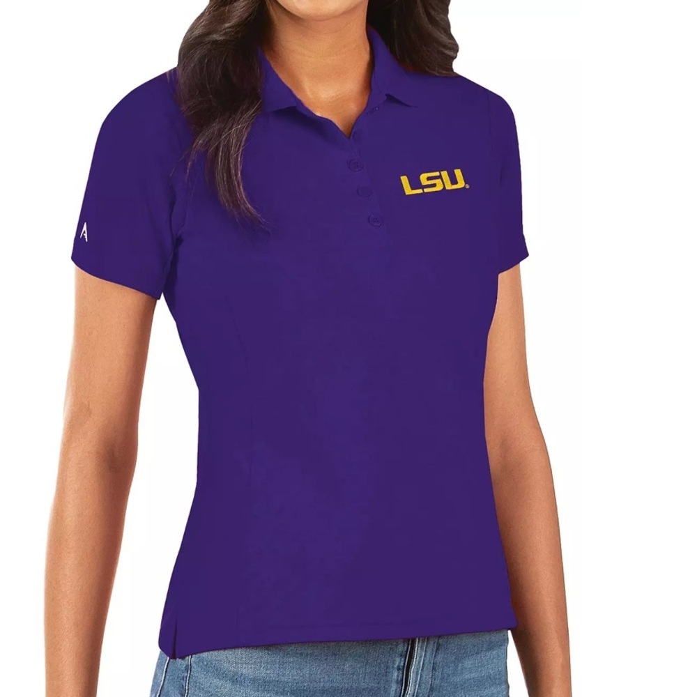 LSU Tigers purple short sleeves 1/4 buttoned down collared pique T shirt Sz XL